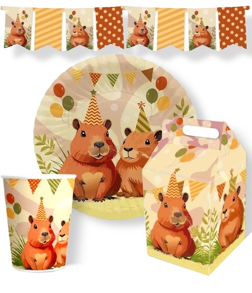 KIT CUMPLE CARPINCHOS PARA 30 CHICOS PERSONALIZABLE